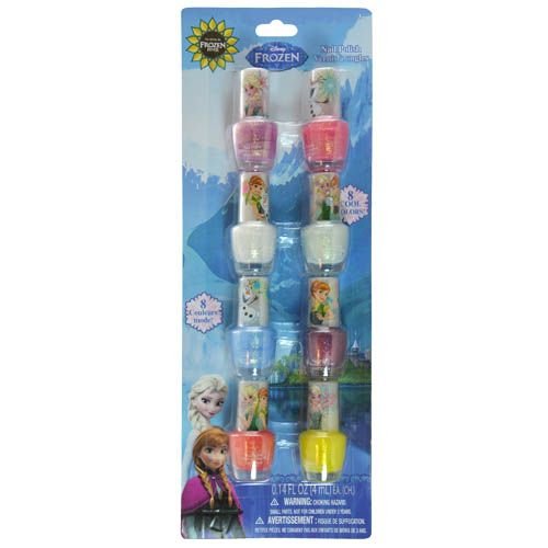 Disney Frozen Nail Art Kit with 8 Colors Nail Polish Set - Kids Nail Design for Birthday Parties, Sleepovers & Pretend Play