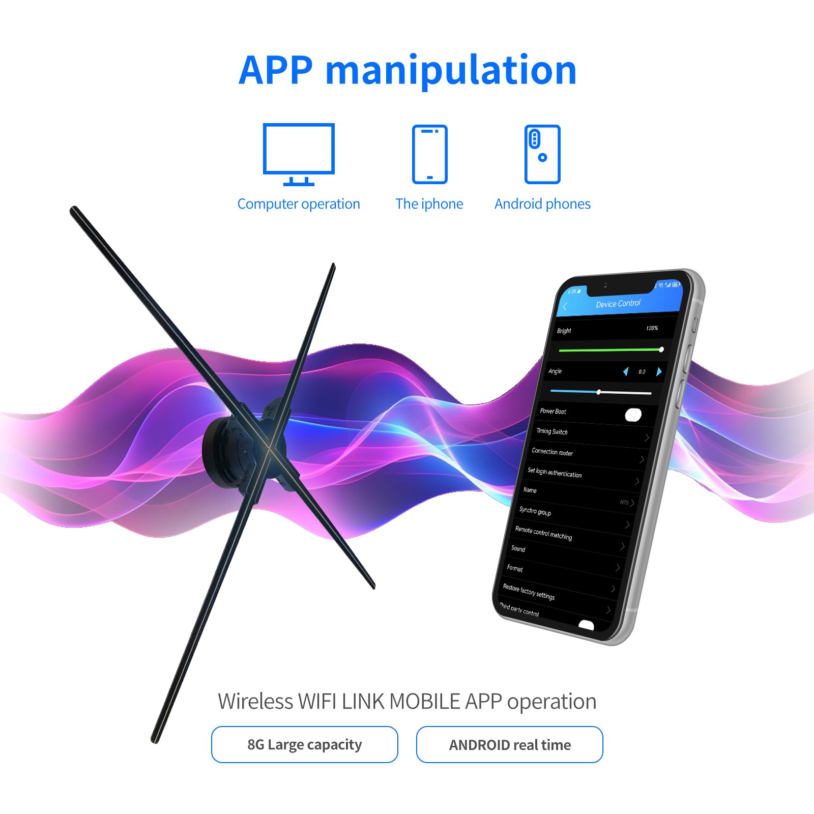 GIWOX 29.5 Inch 3D Hologram Fan - Ultra HD LED Holographic Display with 1184 Lamp Beads, Naked Eye 3D Video Projector for Advertising, Trade Shows & Retail Displays | Perfect for Storefronts, Exhibitions & Event Marketing