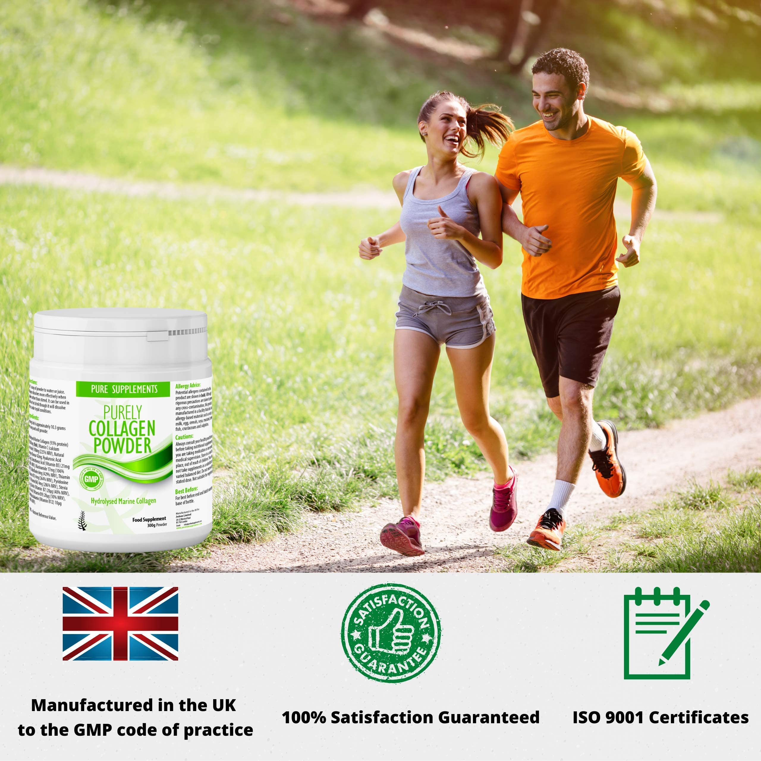 Premium Marine Collagen Powder with Hydrolyzed Protein Peptides | Supports Joint, Skin, Hair & Nail Health | Contains Hyaluronic Acid, Vitamin C & Biotin | Soluble Orange Flavor Supplement for Women & Men | Ideal for Post-Workout Recovery & Anti-Aging Skincare Routine