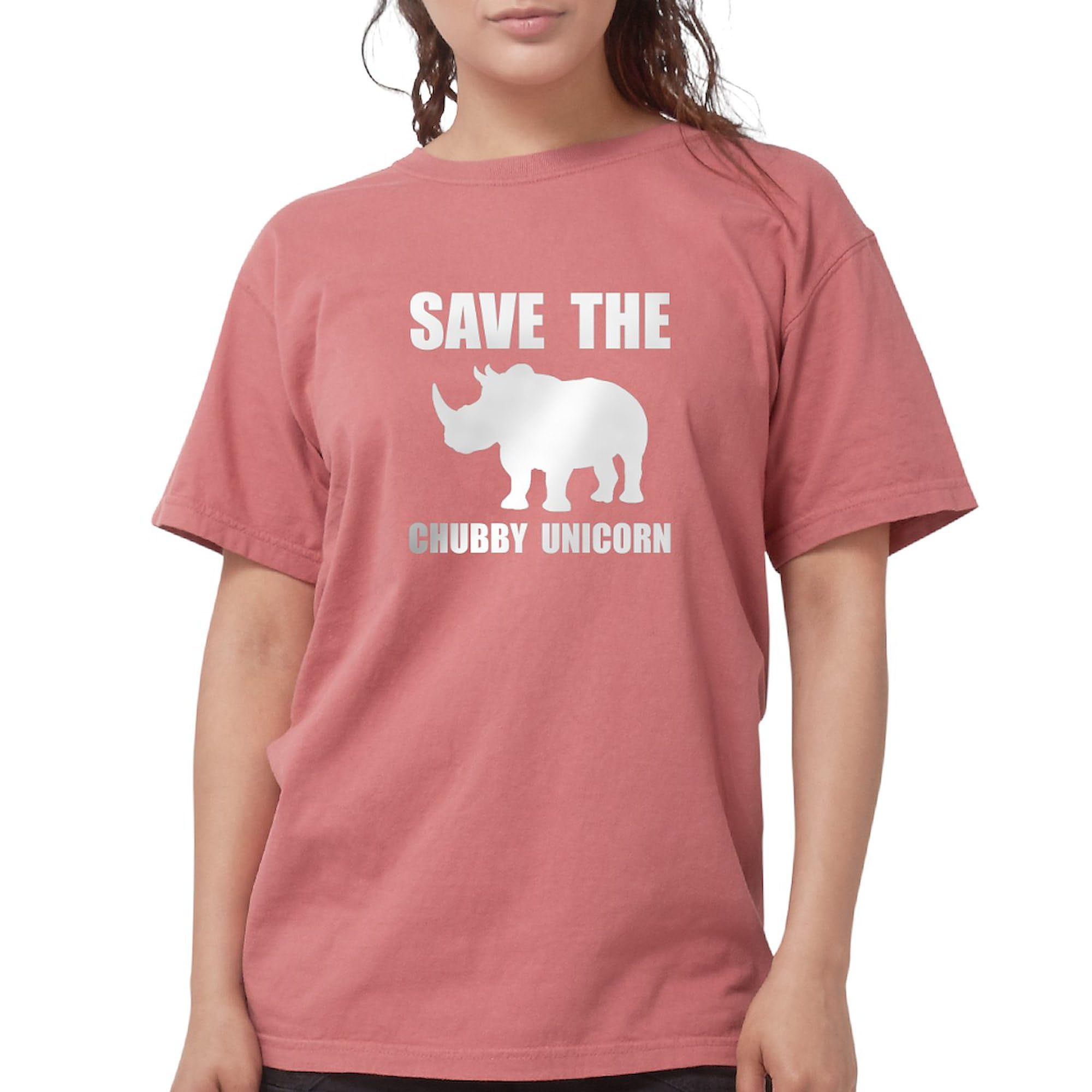 Chubby Unicorn Rhino Graphic T-Shirt for Women - Soft Comfort Colors Cotton Tee - Cute Casual Outfit for Everyday Wear & Gift Giving