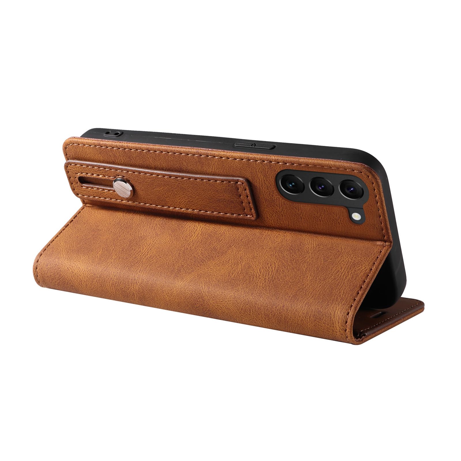 Premium PU Leather Magnetic Flip Case for Samsung Galaxy S24 Ultra/S24 Plus/S24 - Slim Wallet Cover with Card Slots & Invisible Stand (Brown) - Perfect for Work, Travel & Everyday Protection