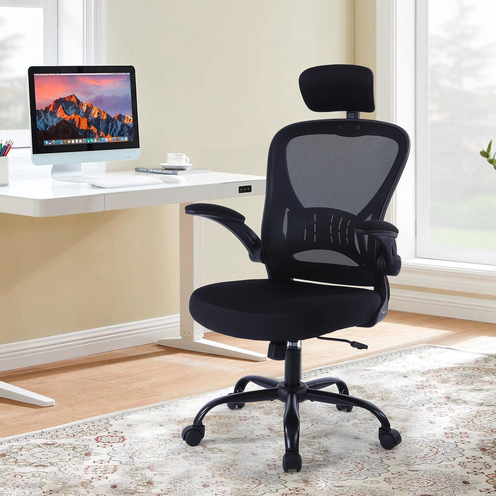 Ralex-Chair Ergonomic Office Chair with Adjustable Headrest & Lumbar Support - Flip-Up Armrests Desk Chair for Home, Office & Conference Room - Perfect for Long Work Hours, Gaming & Video Calls