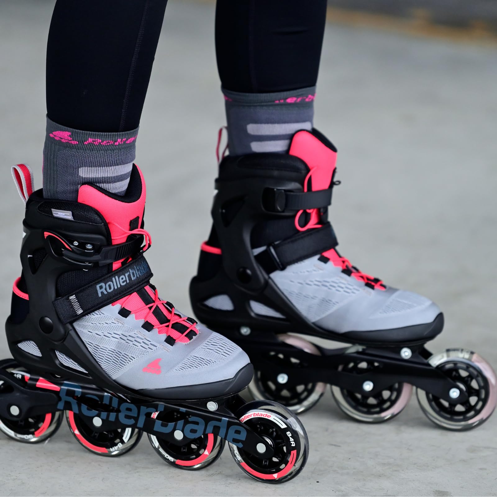 Rollerblade Women's MACROBLADE 90 W Inline Skates - Lightweight Comfortable Fitness Skates for Women, Neutral Grey/Pink, Size 245 - Perfect for Outdoor Exercise, Roller Skating Rinks & Leisure Activities