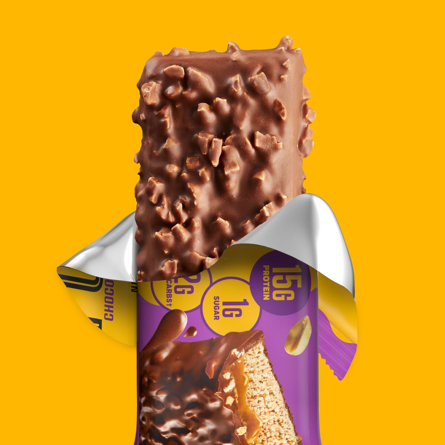 FULFIL High Protein Snack Bars - Chocolate Peanut Caramel Flavor, 15g Protein per Bar, Gluten Free, Keto Friendly (Pack of 12) | Perfect for Workout Recovery, Office Snacks & On-the-Go Energy Boost
