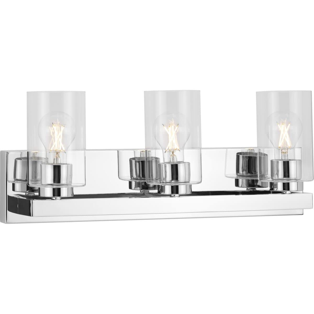 Goodwin Collection 21 Inch 3-Light Polished Chrome Modern Bathroom Vanity Light with Clear Glass Shades - Perfect for Bathroom Mirror Lighting and Makeup Vanity Areas