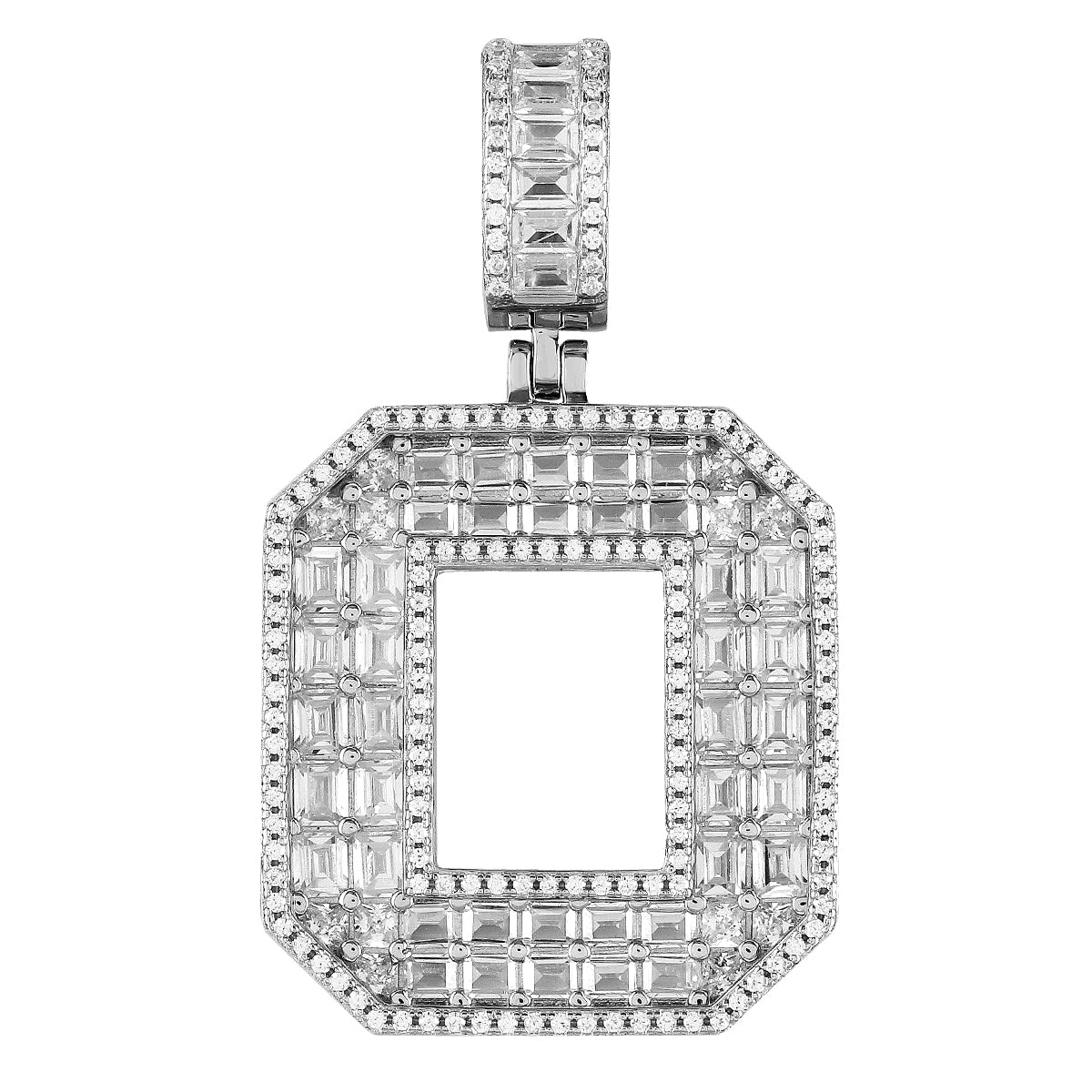 Custom Sterling Silver Emerald Cut Icy Initials A-Z Chain Necklace - Personalized Jewelry Gift for Women, Men, Couples | Birthday, Anniversary, Valentine's Day