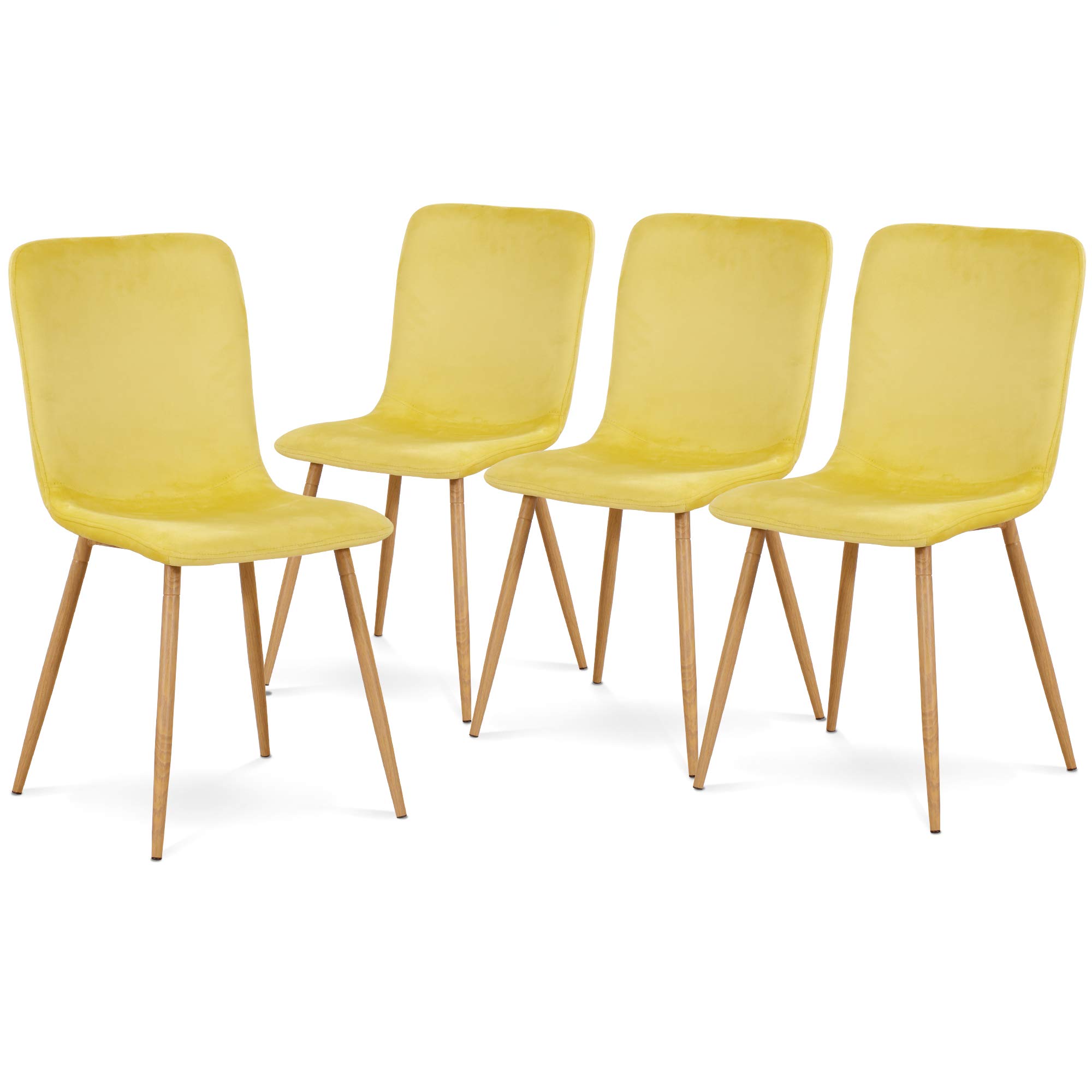 **Ivinta Accent Armless Chairs Set of 4 - Velvet Upholstered Mid Century Modern Dining Chairs with Metal Legs for Kitchen, Living Room, Bedroom & Dining Room - Stylish & Comfortable Seating (Yellow)**    **Perfect for:** Modern home decor, small spaces, apartment dining, cozy reading nooks, and stylish entertaining.