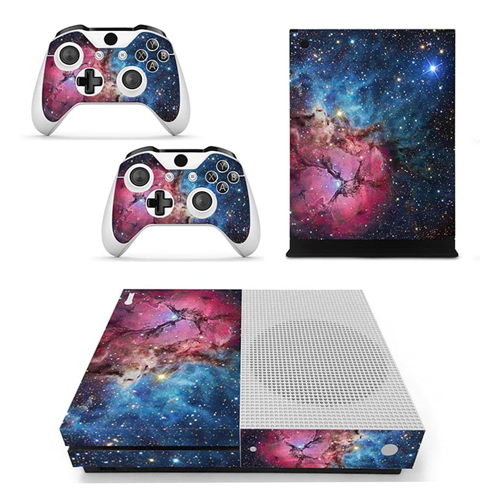 Premium Vinyl Skin Decal for Xbox One Slim Console & Controllers - Protective Cover with Red Blue Nebula Design - Perfect for Gaming Setups & Customization