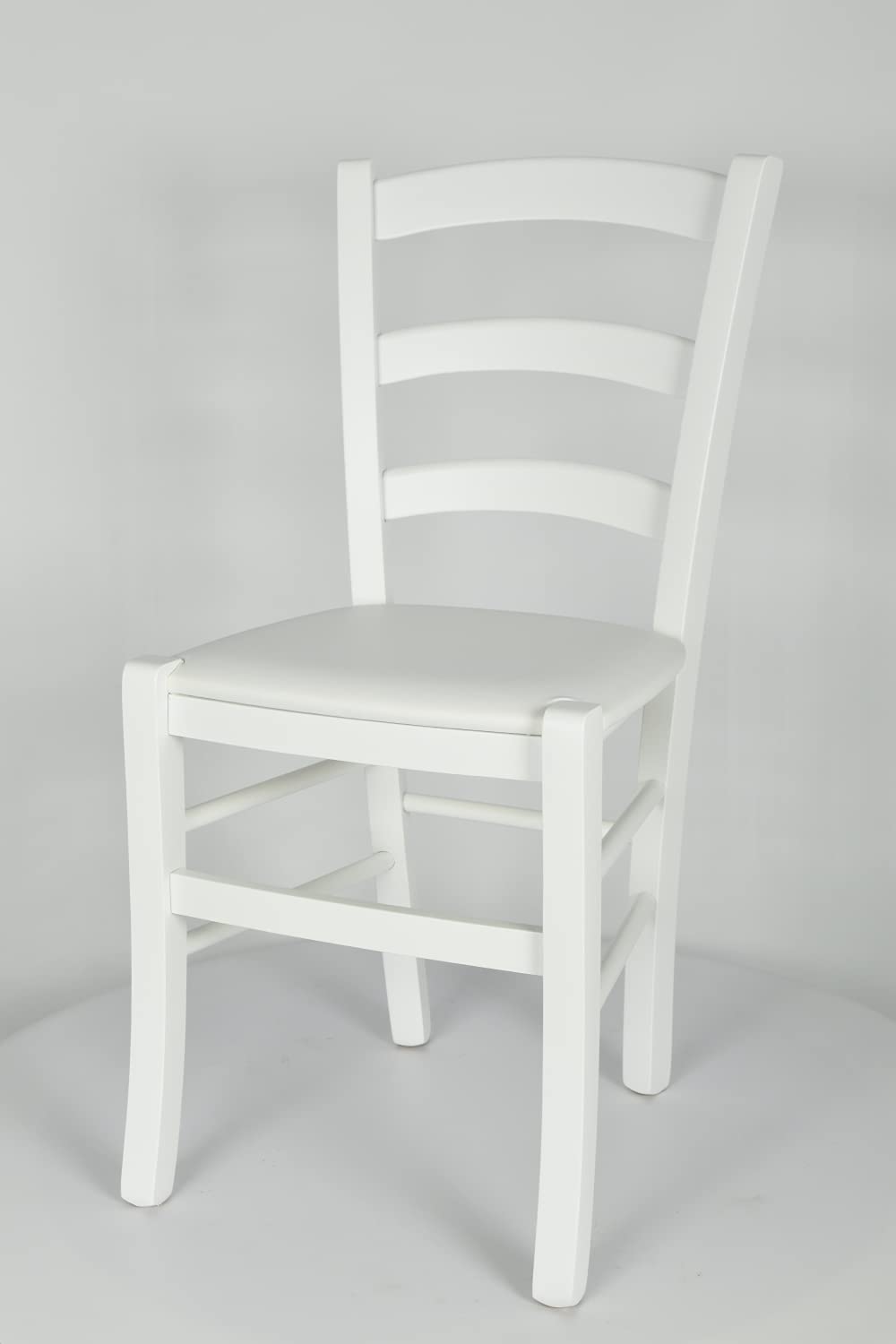 TommyChairs Venezia Dining Chair - White Lacquered Beech Wood Frame with White PU Leather Upholstered Seat - Perfect for Kitchen, Dining Room & Home Decor