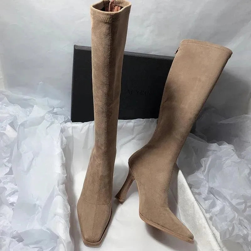 Pointy Toe Thin High Heel Knee High Boots for Women - Stylish & Comfortable for Office, Party & Night Out