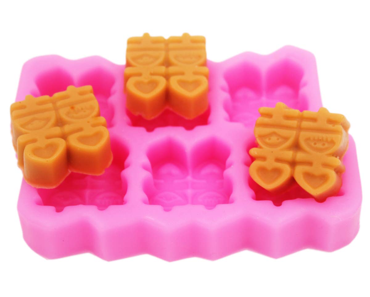 6-Cavity Double Happiness Silicone Soap Mold - DIY Handmade Soap Making Kit for Wedding Favors, Chinese New Year Crafts & Bath Decorations
