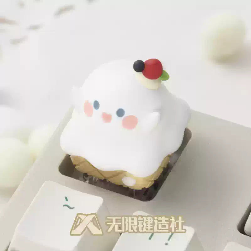 Custom Ghost Egg Tube Resin Keycaps - Cute & Unique Mechanical Keyboard Keycaps for Gaming, Typing & Office Use