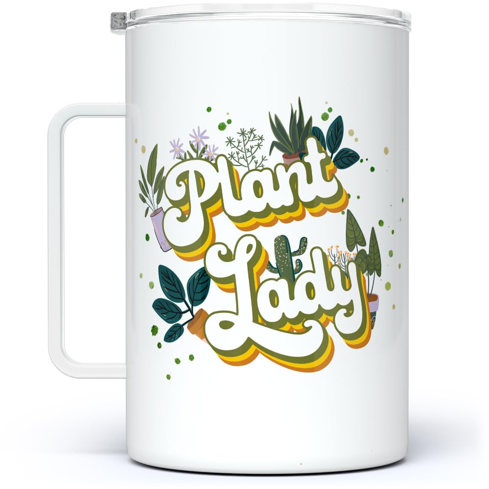 Loftipop Insulated Travel Tumbler 18oz - Plant Lady Coffee Mug & Tea Cup for Houseplant Lovers - Perfect Gardening Gift for Green Thumbs - Ideal for Outdoor Adventures, Office Use & Plant-Themed Parties