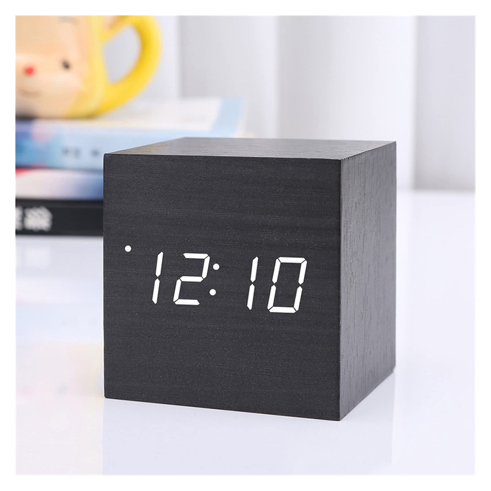 **Wooden LED Digital Alarm Clock with Thermometer & Calendar - Anti-Snooze Cube Timer for Bedroom, Office, or Desk - Stylish Home Decor & Gift Idea (Color: 02)**