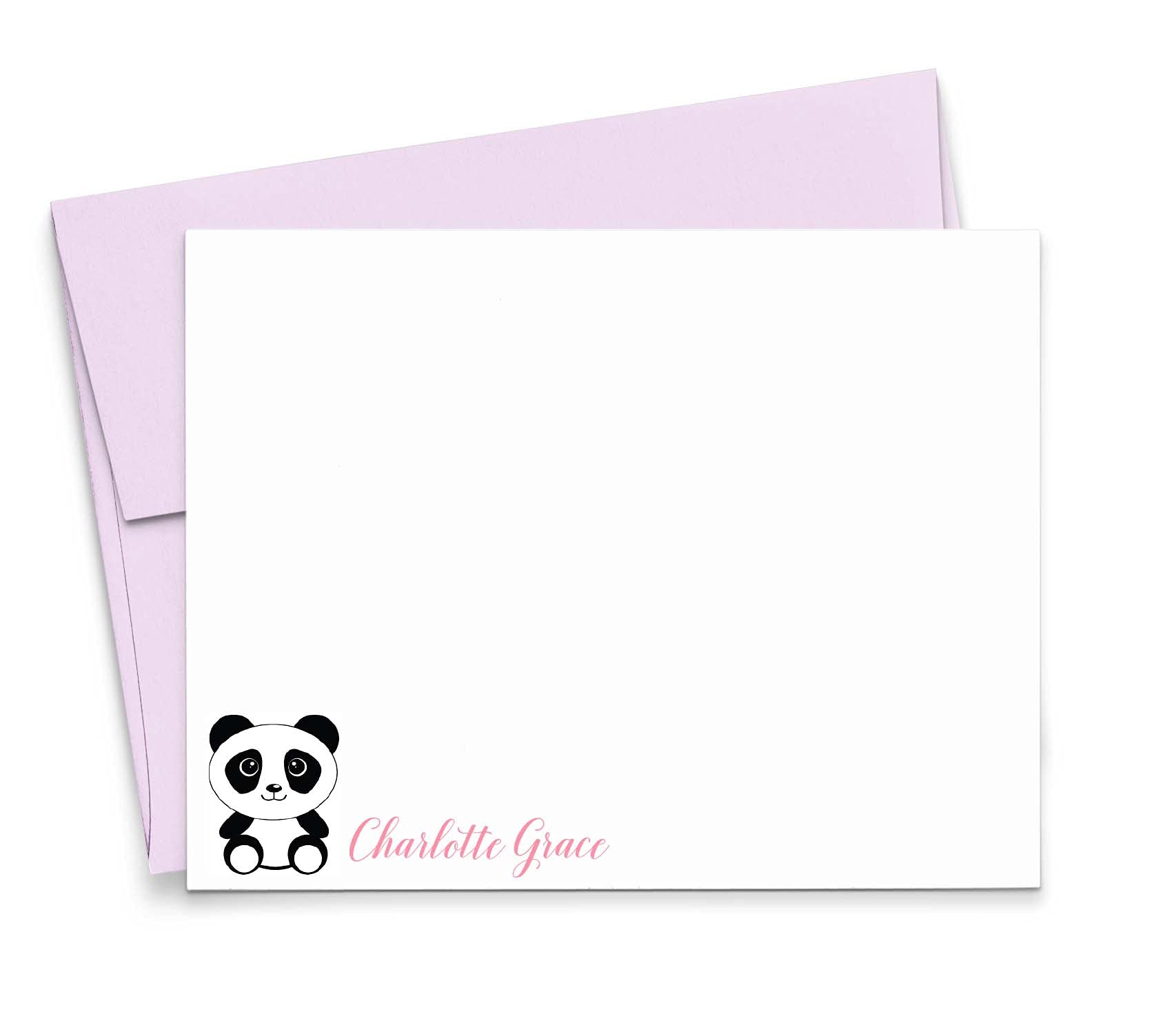 Personalized Panda Thank You Cards - Custom Flat Note Cards for Kids, Stationery with Panda Design, Choose Colors & Quantity - Perfect for Birthdays, Thank You Notes & Gifts