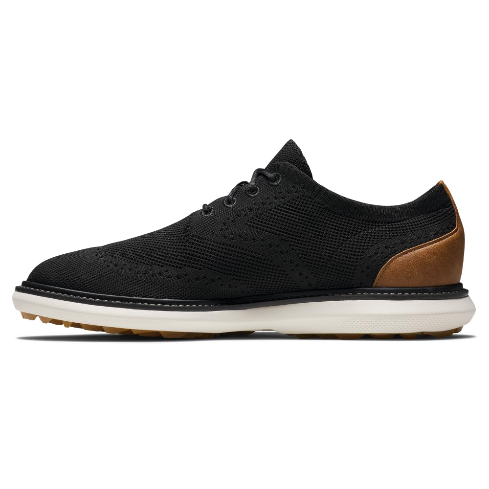 FootJoy Men's Traditions Knit Golf Shoes - Comfortable & Stylish Spiked Golf Footwear for Men | Perfect for Golf Course, Driving Range & Casual Wear