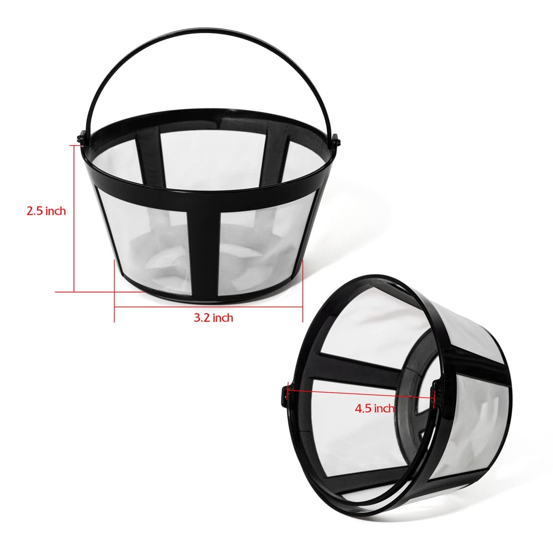 Reusable Coffee Filters 4-Pack for Mr. Coffee & Black & Decker - Brew 8-12 Cups