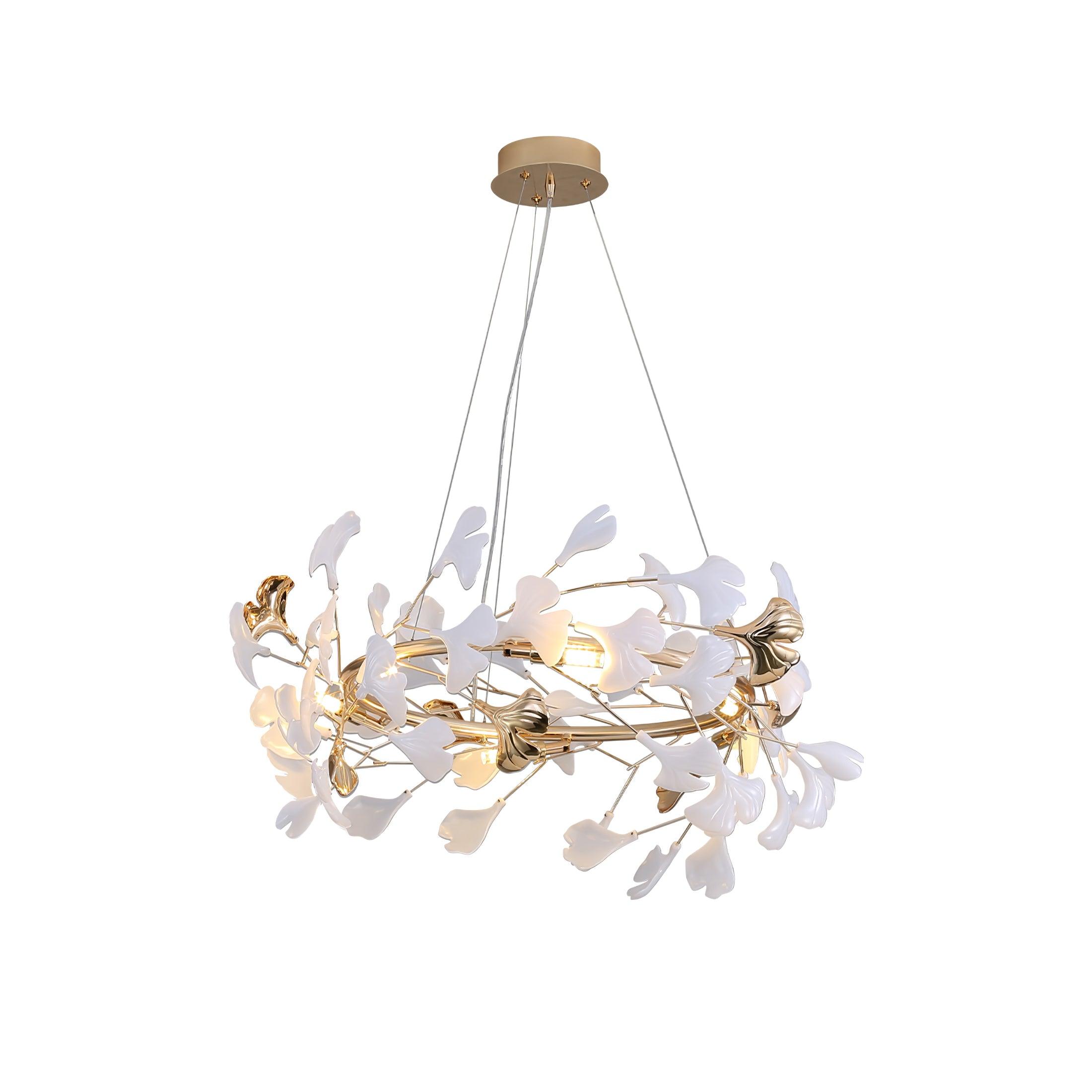 Elegant Ginkgo Leaf Chandelier - Modern Gold Ceiling Light Fixture for Dining Room, Living Room & Bedroom - Perfect for Home Decor & Wedding Venues