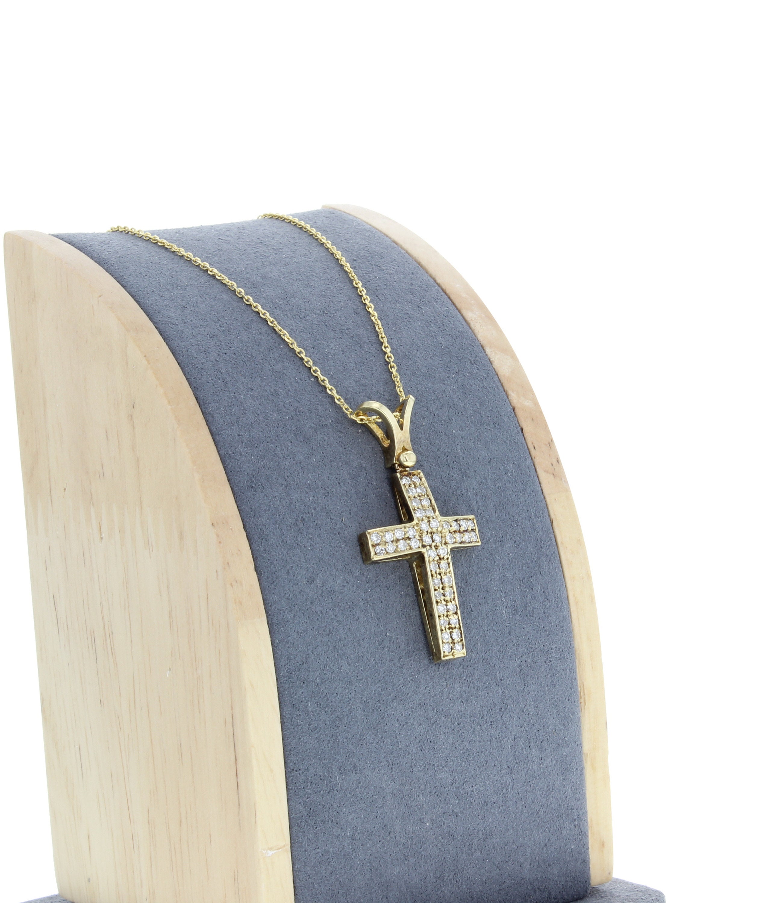 Antique Diamond Cross Pendant - 0.90cttw 14K Yellow Gold Religious Jewelry for Women, Perfect for Baptism, First Communion & Special Occasions