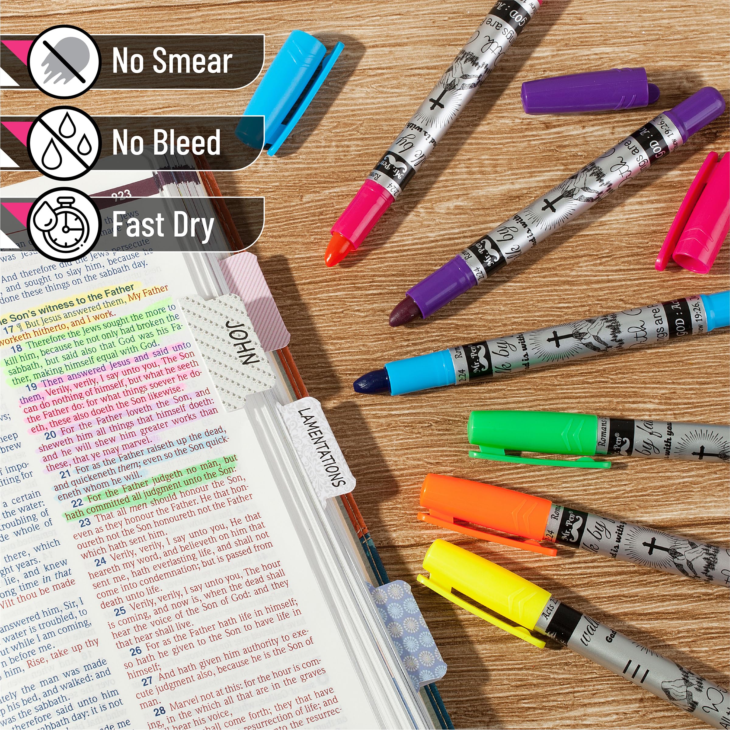 Mr. Pen Bible Journaling Kit - No Bleed Highlighters & Pens for Bible Study, Scripture Note Taking, Christian Devotional Journaling Supplies - Perfect for Church, Small Groups & Personal Bible Reflection