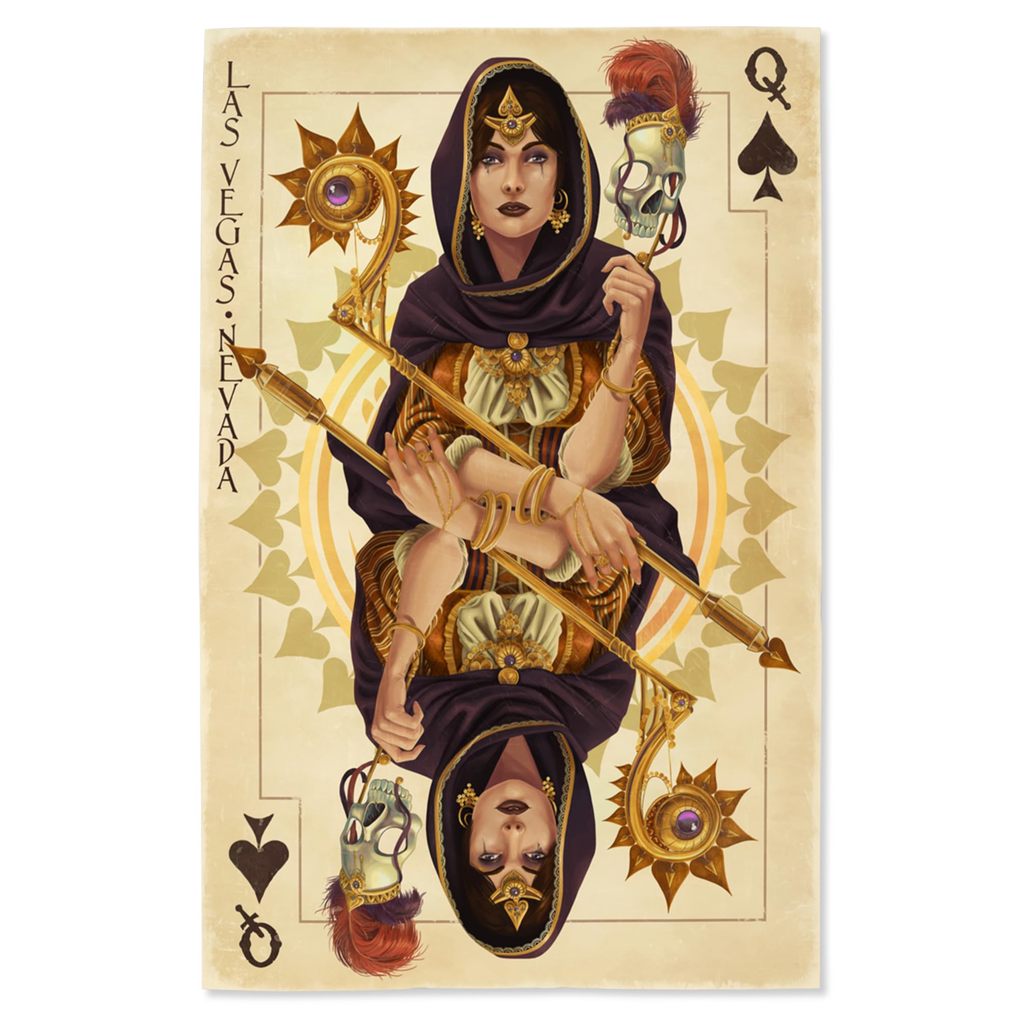 Lantern Press 16x24 Inch Premium Giclee Art Print - Las Vegas Nevada Casino Queen of Spades Playing Card Wall Decor | Perfect for Home, Office & Game Room Decorations