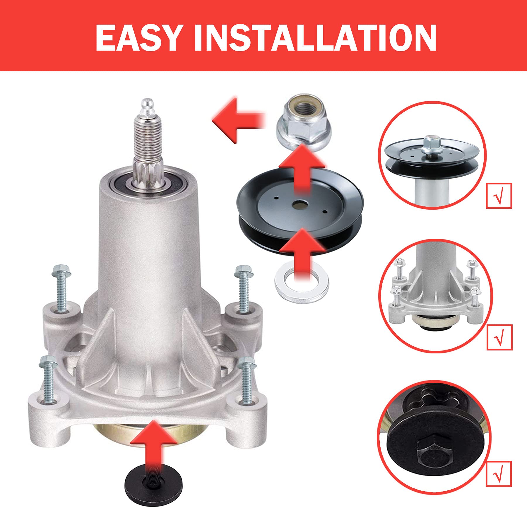 **54 Inch Deck Rebuild Kit for Craftsman Mowers - Includes Pulley, Spindle, Blade & 148 5/8