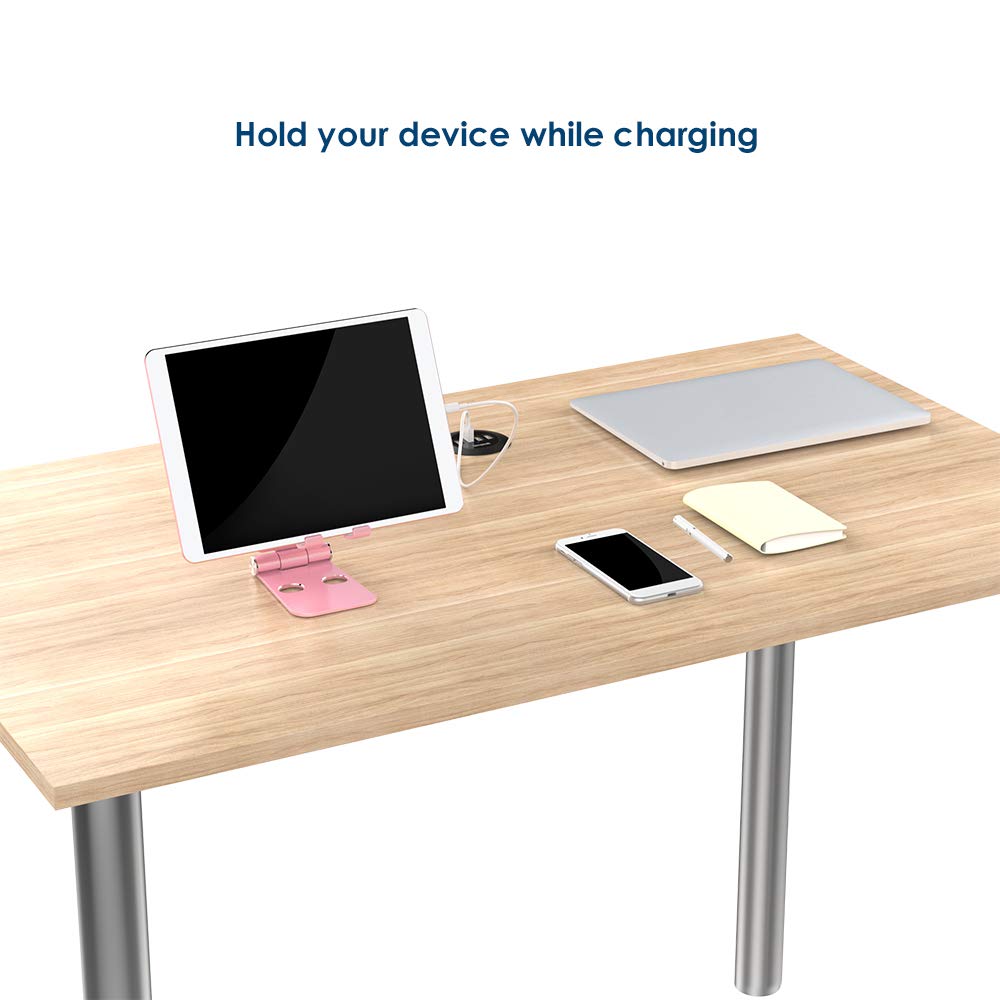 Simpeak Adjustable Aluminum Alloy Phone & Tablet Stand - Foldable Desktop Holder for iPhone, iPad, Kindle, eBook Readers (Rose Gold, 163g) | Perfect for Work, Study, Video Calls & Hands-Free Viewing