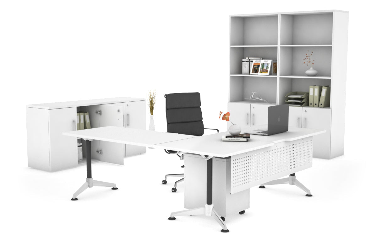 Premium L-Shaped Corner Executive Office Desk - Blackjack [1800L x 1800W with Cable Management] for Home Office & Workspace Setup