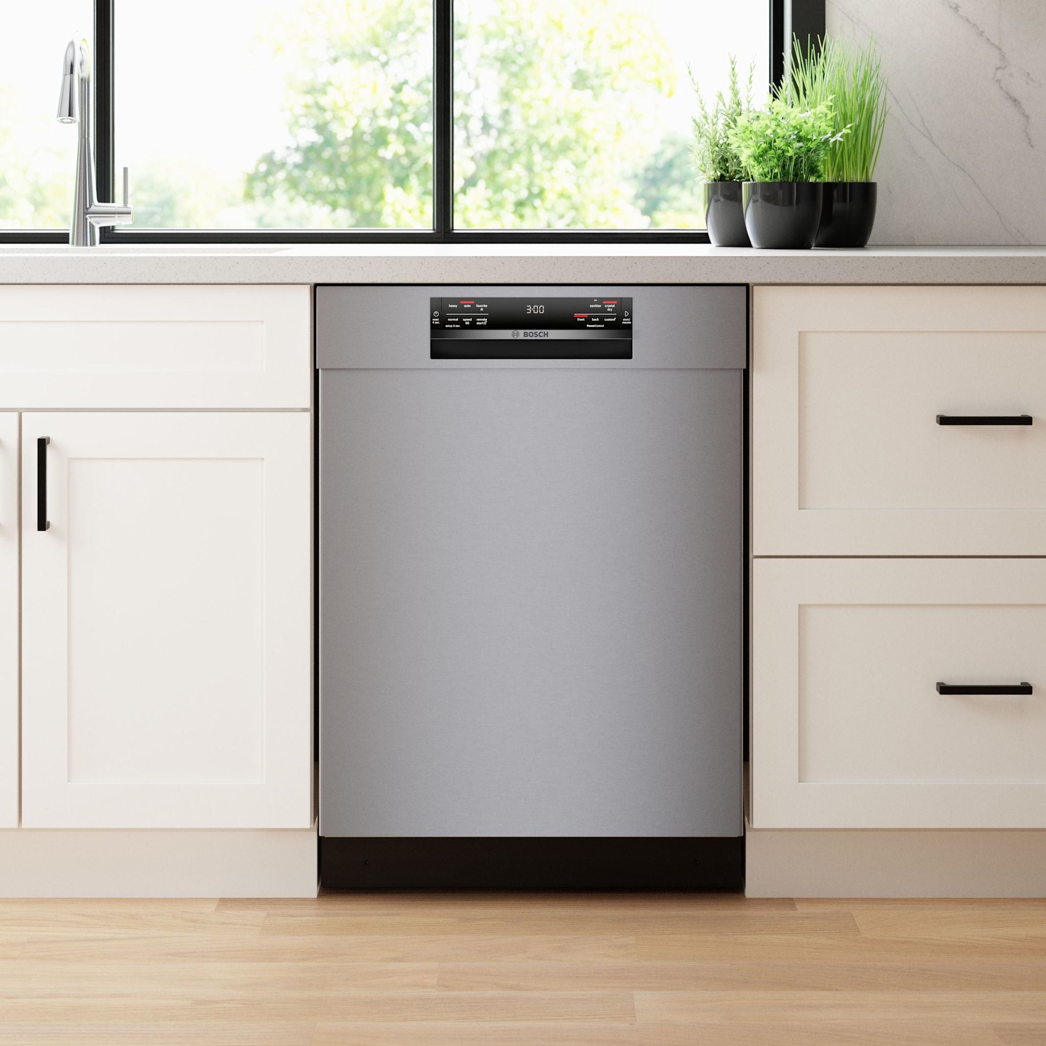 Bosch SHE78CM5N Built-in Dishwasher - 24 Inch Stainless Steel Interior & Exterior - Ultra Quiet 44 dBA - Perfect for Large Families & Open Kitchen Designs