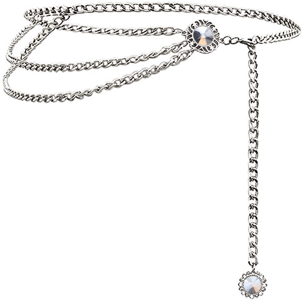 Glamorstar Women's Multilayer Metal Waist Chain Belt - Stylish Body Jewelry for Dresses, Tops & Evening Wear - Perfect for Parties, Weddings & Night Out Fashion Accessories