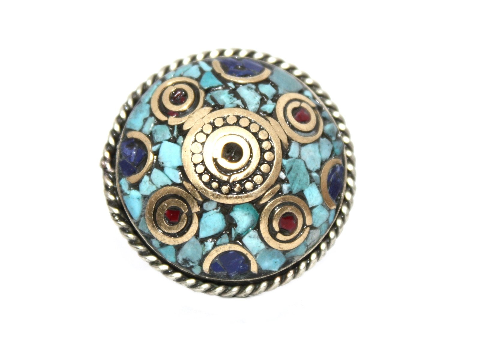 Turquoise Coral Lapis Silver Ring - Handmade Tibetan Boho Jewelry - Nepal Gypsy Style Statement Ring for Women - Perfect for Festivals, Travel & Boho Fashion