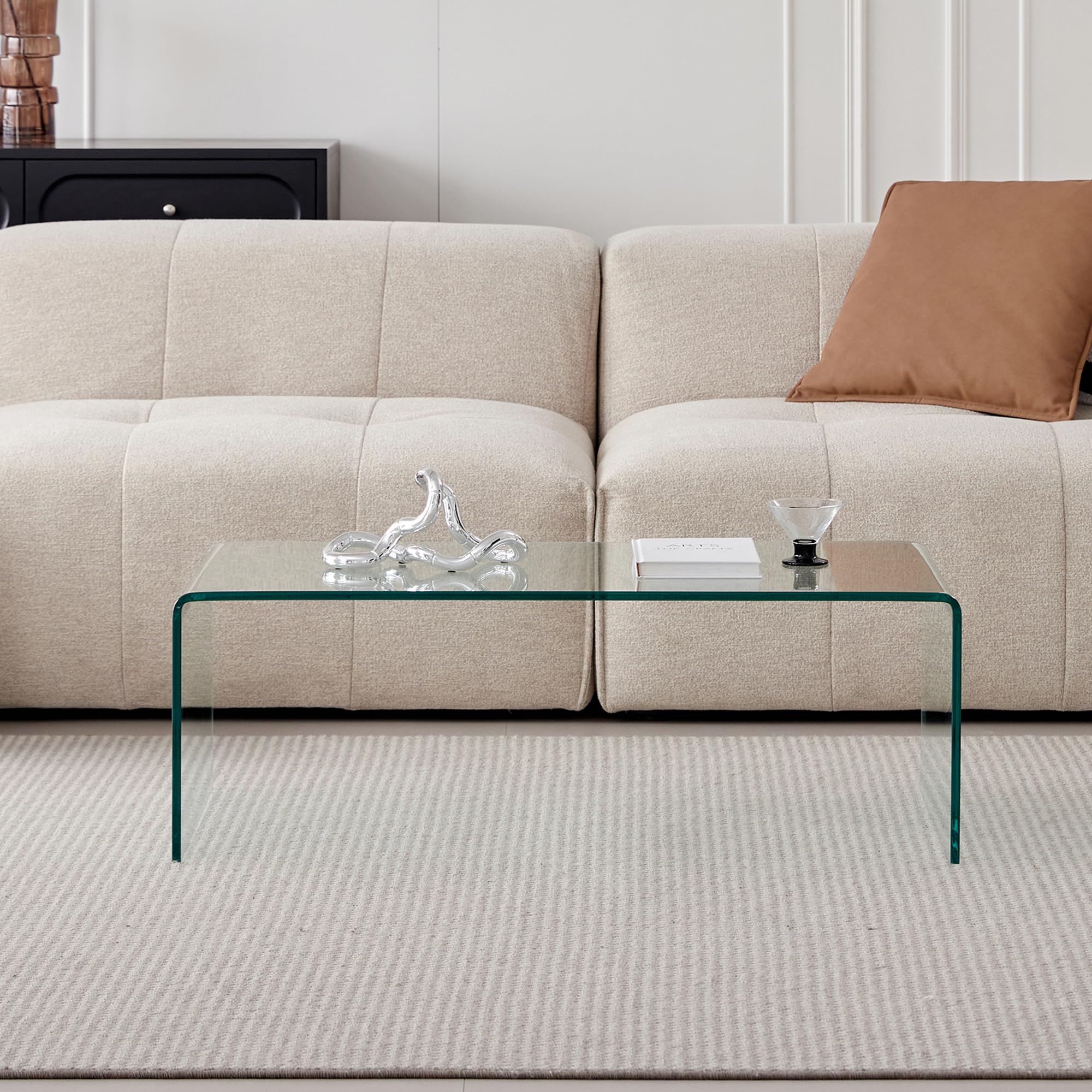 Modern Clear Tempered Glass Coffee Table 39.4
