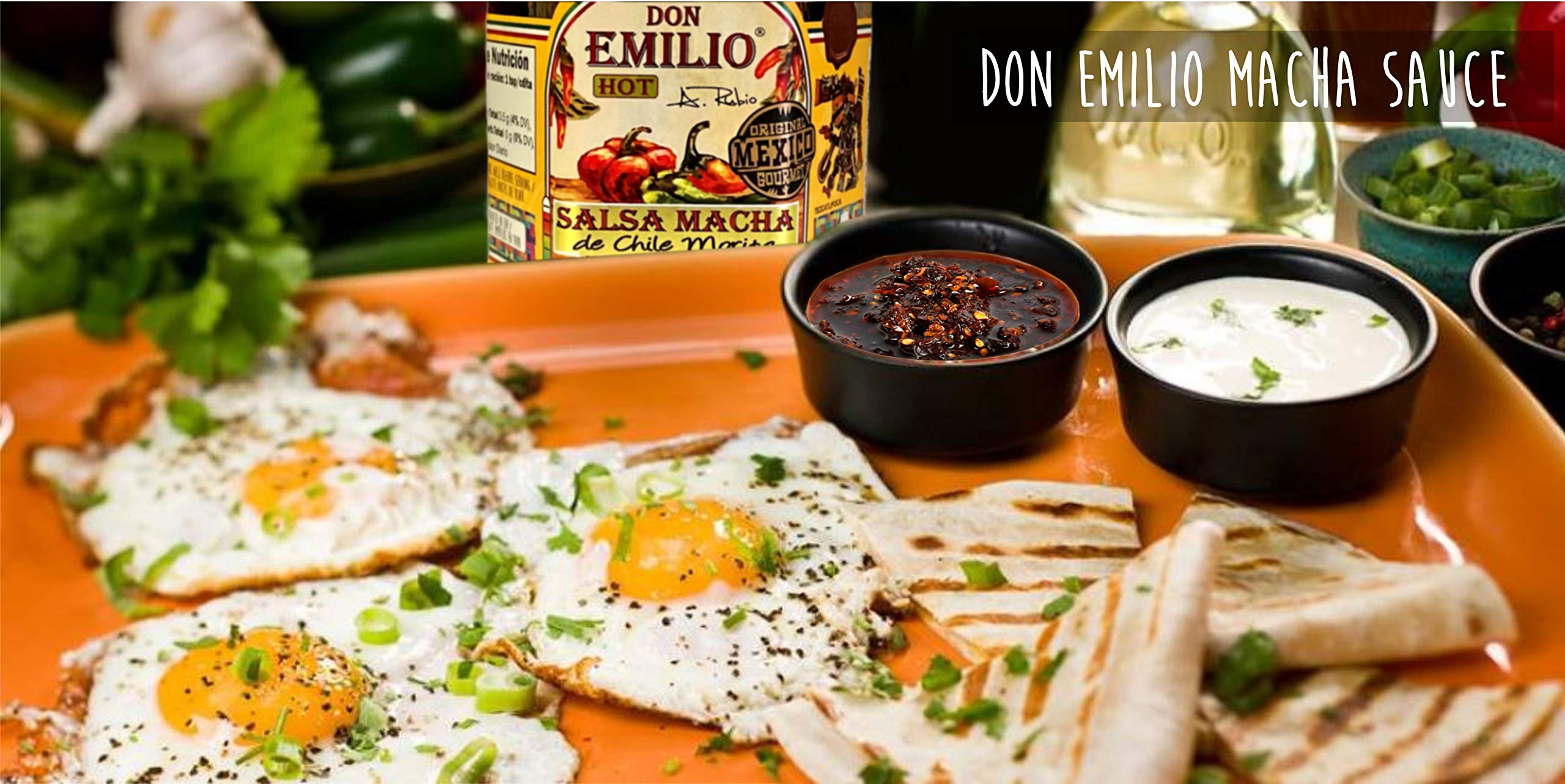 Don Emilio Salsa Macha Hot Chili Sauce - Spicy Chili Crisp Oil with Morita Peppers, Natural Chili Paste (3 Pack, 9 oz Each) - Perfect for Tacos, Nachos, Wings & Asian Dishes