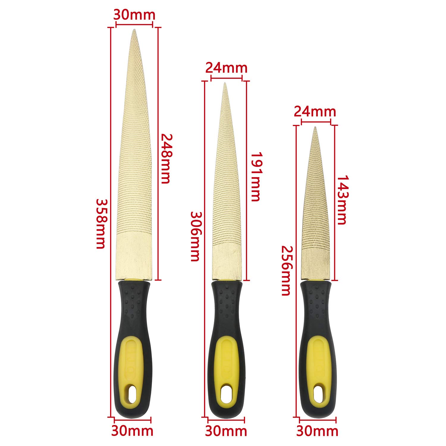 3Pcs Woodworking File Set - Golden Tapered Wood Rasp Files for DIY Wood Carving, Crafting & Carpentry | Perfect for Furniture Making, Model Building & Wood Sculpting