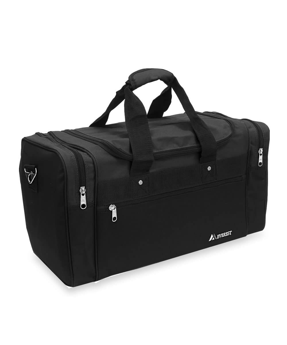 Everest Sports Duffel Bag - Large Black Gym Bag for Men & Women, Durable Travel Duffel with Shoulder Strap, Perfect for Gym, Travel, Sports & Weekend Getaways