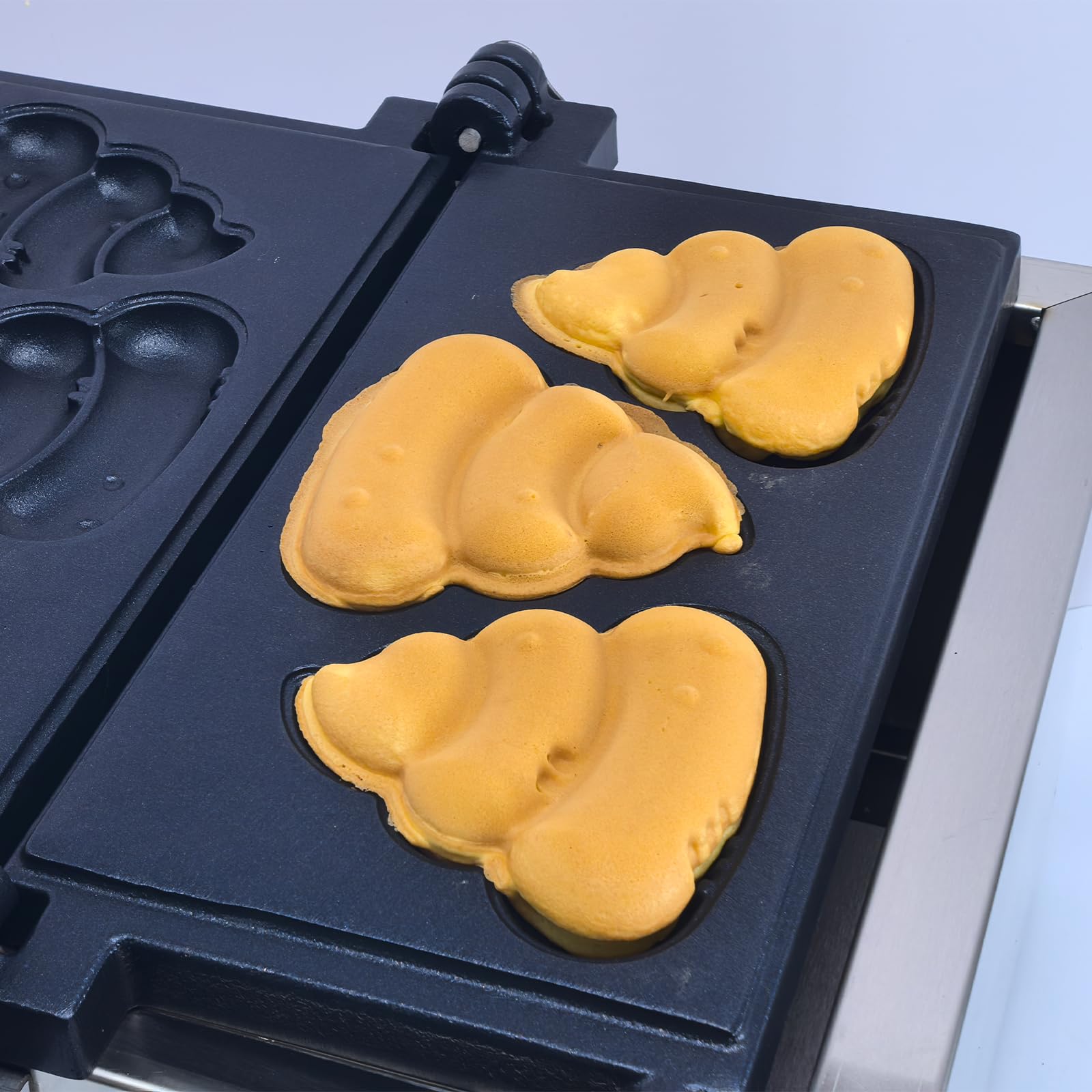 Poop Emoji Waffle Maker - 3 Fun Shape Molds, Stainless Steel Non-Stick Teflon Coating, Adjustable Temperature 122-572°F - Perfect for Kids Breakfast, Party Snacks & Funny Gifts