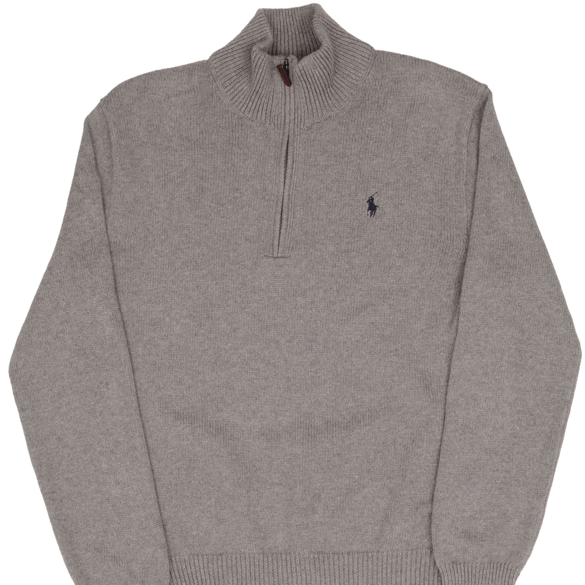 Ralph Lauren Men's Grey Knit Quarter Zip Sweater - Small Size | Casual Pullover for Work, Travel & Outdoor Activities