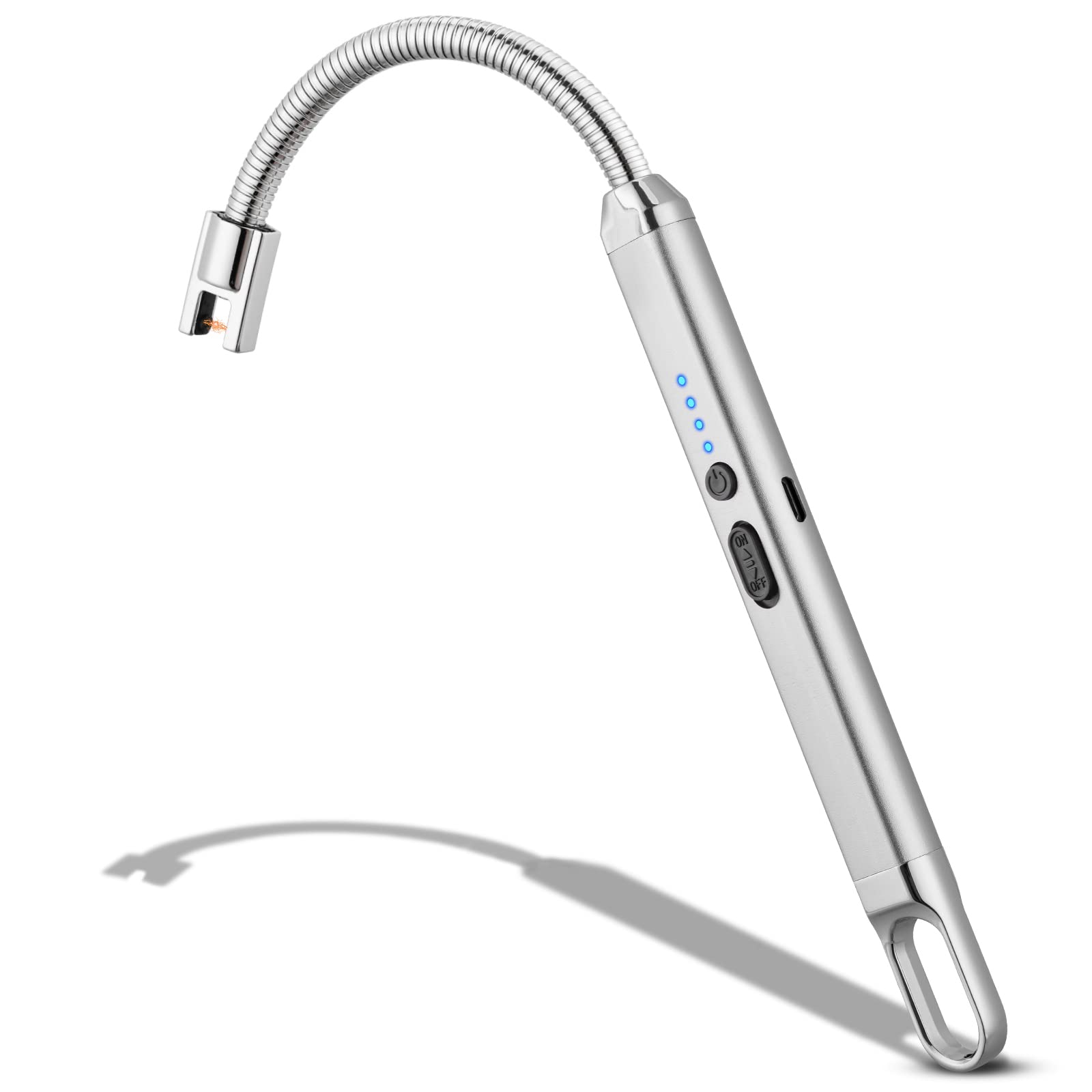 Rechargeable USB Electric Arc Lighter - Windproof Flameless Lighter for Candles, Camping, BBQ & Fireplace - Perfect Gift for Women, Mom, Wife on Birthday, Mother’s Day & Special Occasions (Silver)