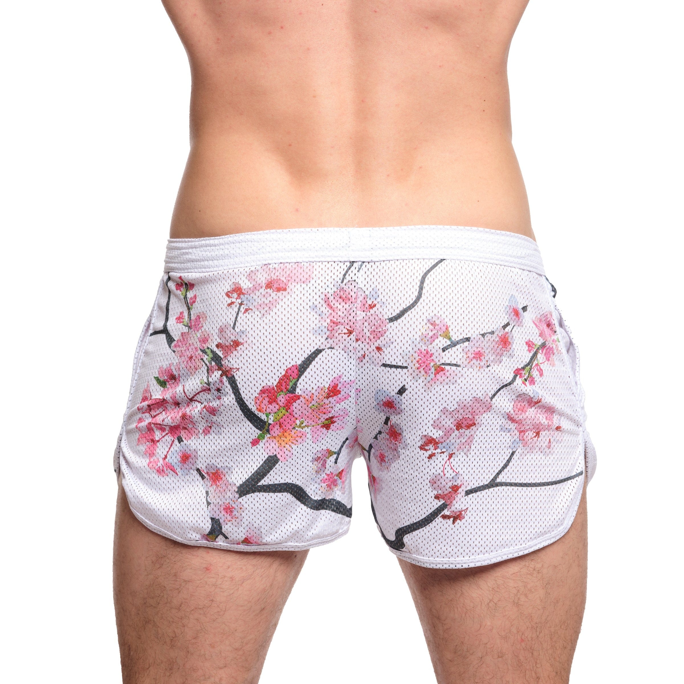 Cherry Blossom Mesh Shorts in White - Floral Lace Athletic Running Shorts for Women | Perfect for Yoga, Gym Workouts & Summer Fashion