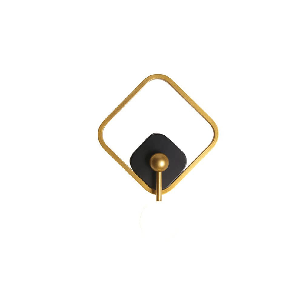 ERWEITI Modern Wrought Iron Wall Sconces - Nordic Creative Square Gold LED Wall Lamp, 12W Minimalist Bedroom Lighting for Living Room, Dining Room & Hallway - Perfect for Ambient and Accent Lighting