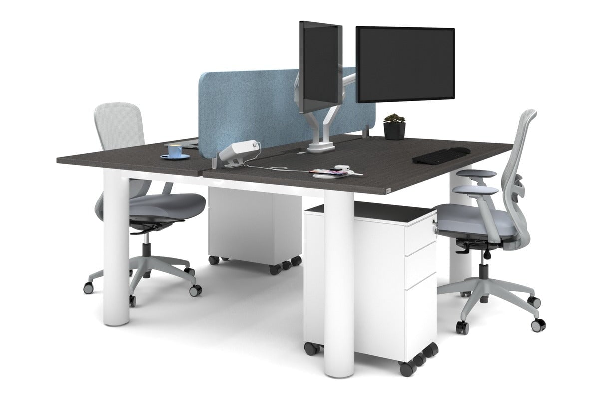 Quadro Cylinder Leg 2-Person Office Workstation Desk - 1800L x 800W with Cable Management Scallop - Perfect for Collaborative Workspaces & Modern Offices
