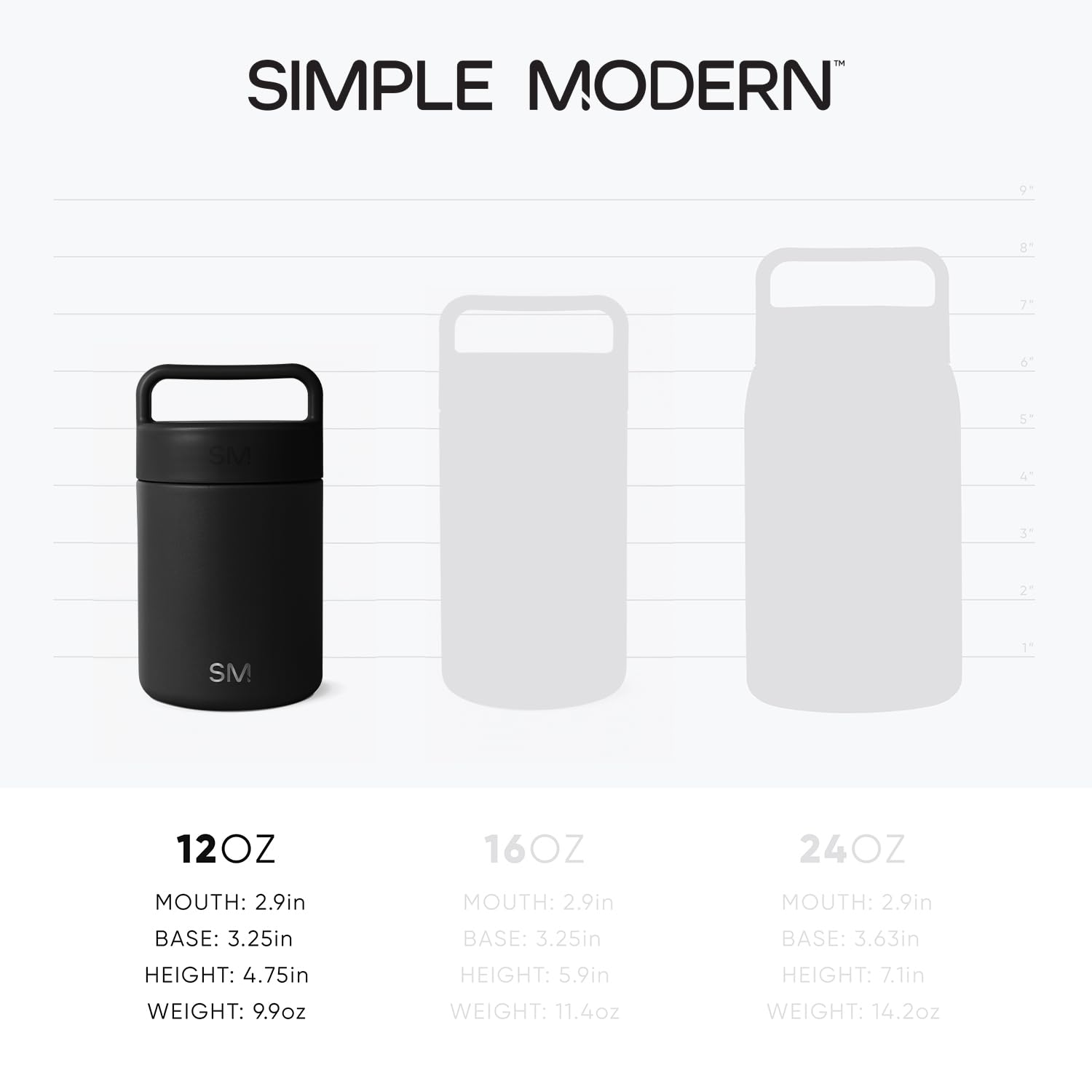 Simple Modern 12oz Insulated Stainless Steel Food Thermos - Hot Lunch Container for Adults & Kids | Leak-Proof & Durable | Perfect for Office, School, Camping & Travel | Midnight Black