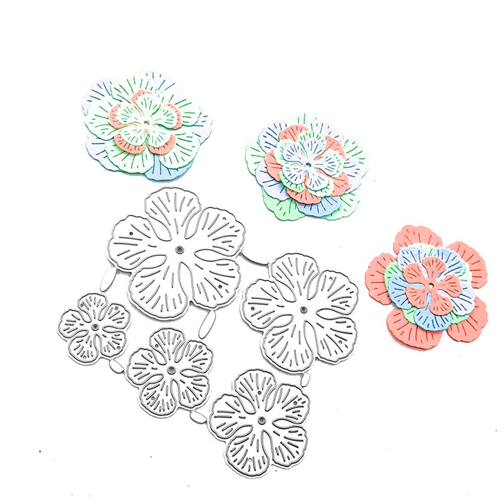 5Pcs/Set Floral Metal Die Cuts - Summer Petal Wedding Flower Leaf Templates for Card Making, Scrapbooking, Paper Crafts, Party & Home Decor - Perfect for DIY Birthday, Valentine's Day, Wedding Invitations and Stationery Projects