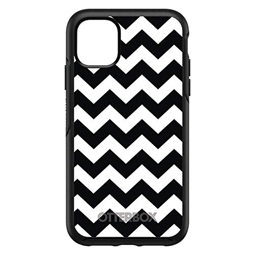 Black & White Chevron Stripes On Black Case