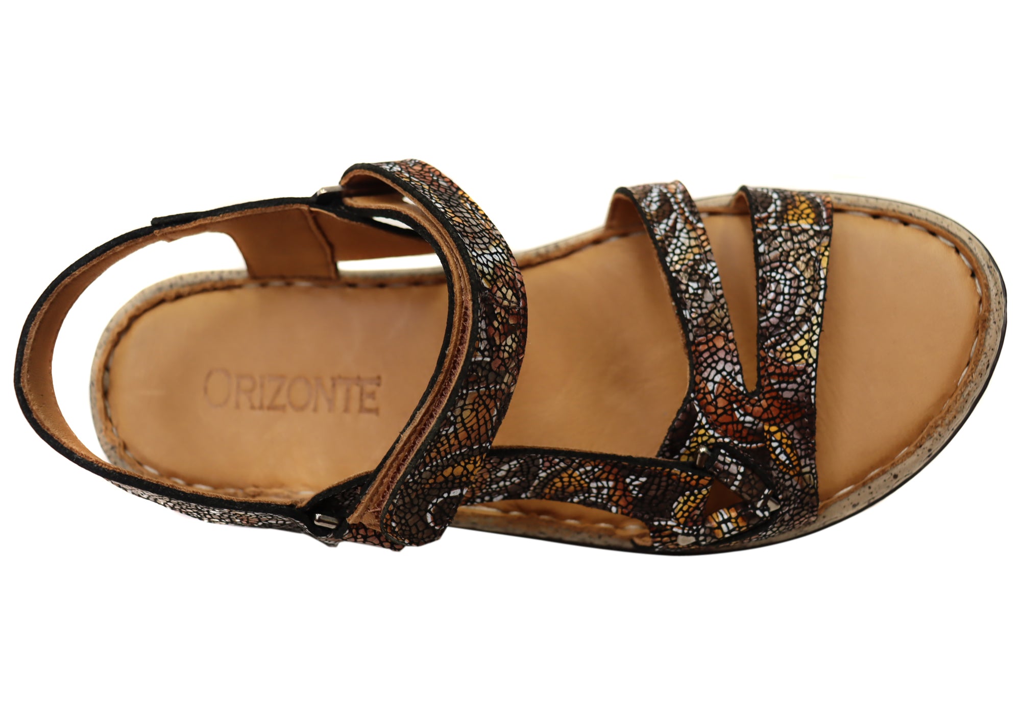 Orizonte Floral Women's Comfortable European Leather Sandals - Stylish Summer Casual Sandals for Beach, Vacation & Everyday Wear