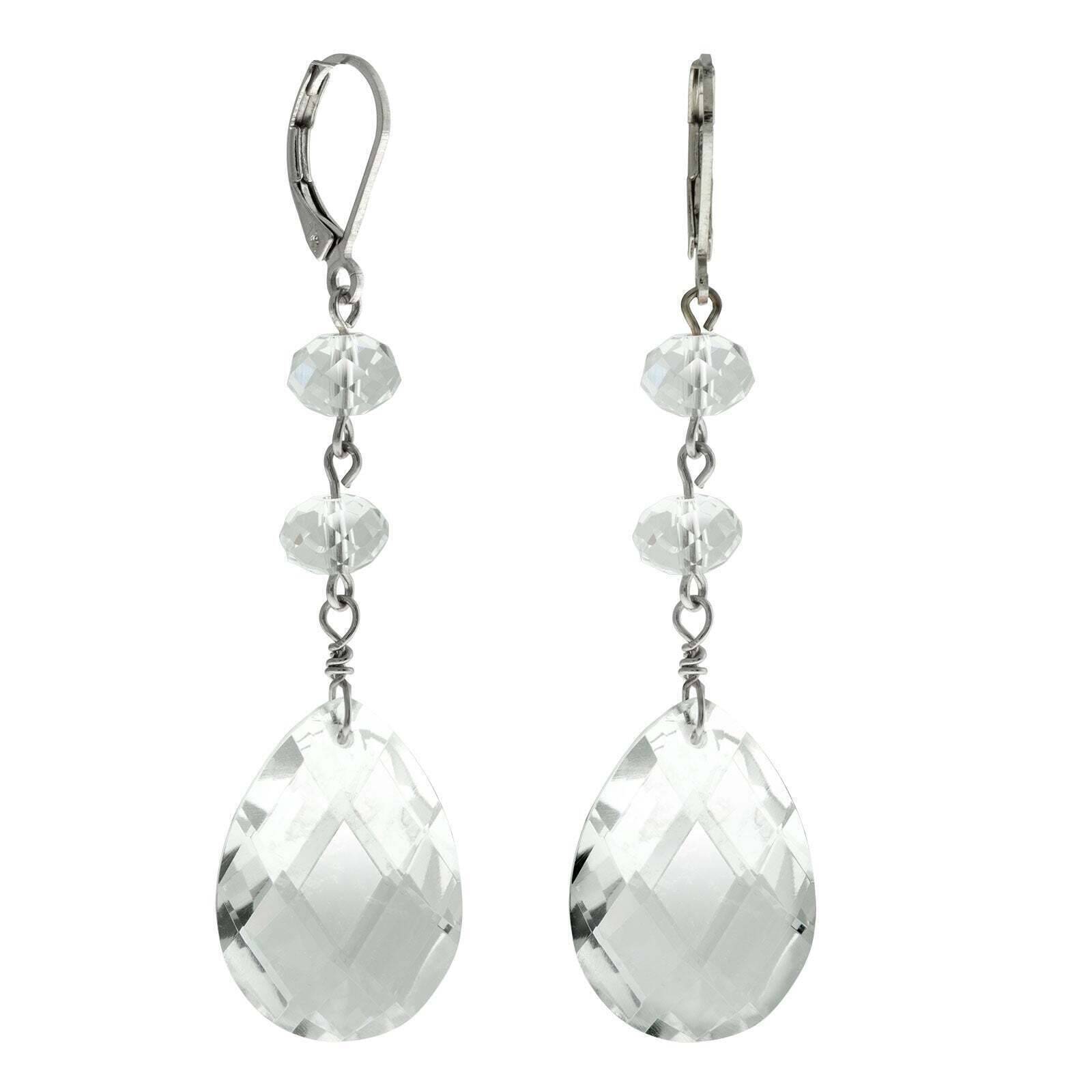 1928 Light Rose Briolette Crystal Beaded Drop Earrings for Women - Elegant Dangle Earrings for Wedding, Party & Evening Wear