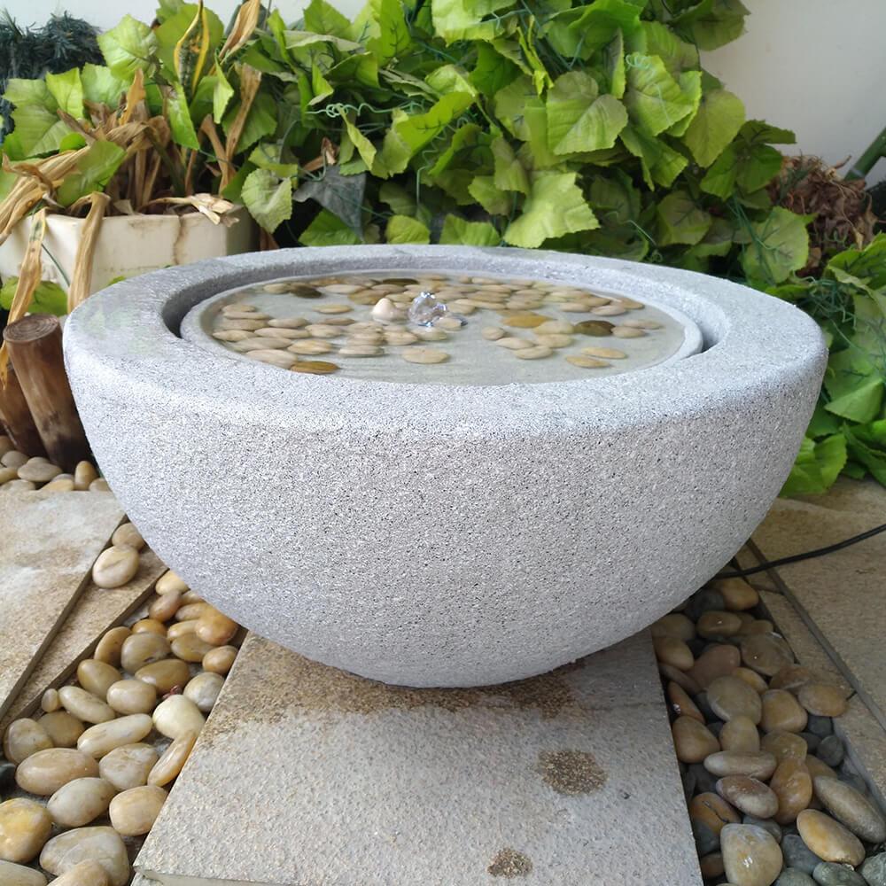 Natural Stone LED Bowl Water Fountain - Indoor/Outdoor Decorative Fountain for Home, Garden, Patio, and Office Relaxation