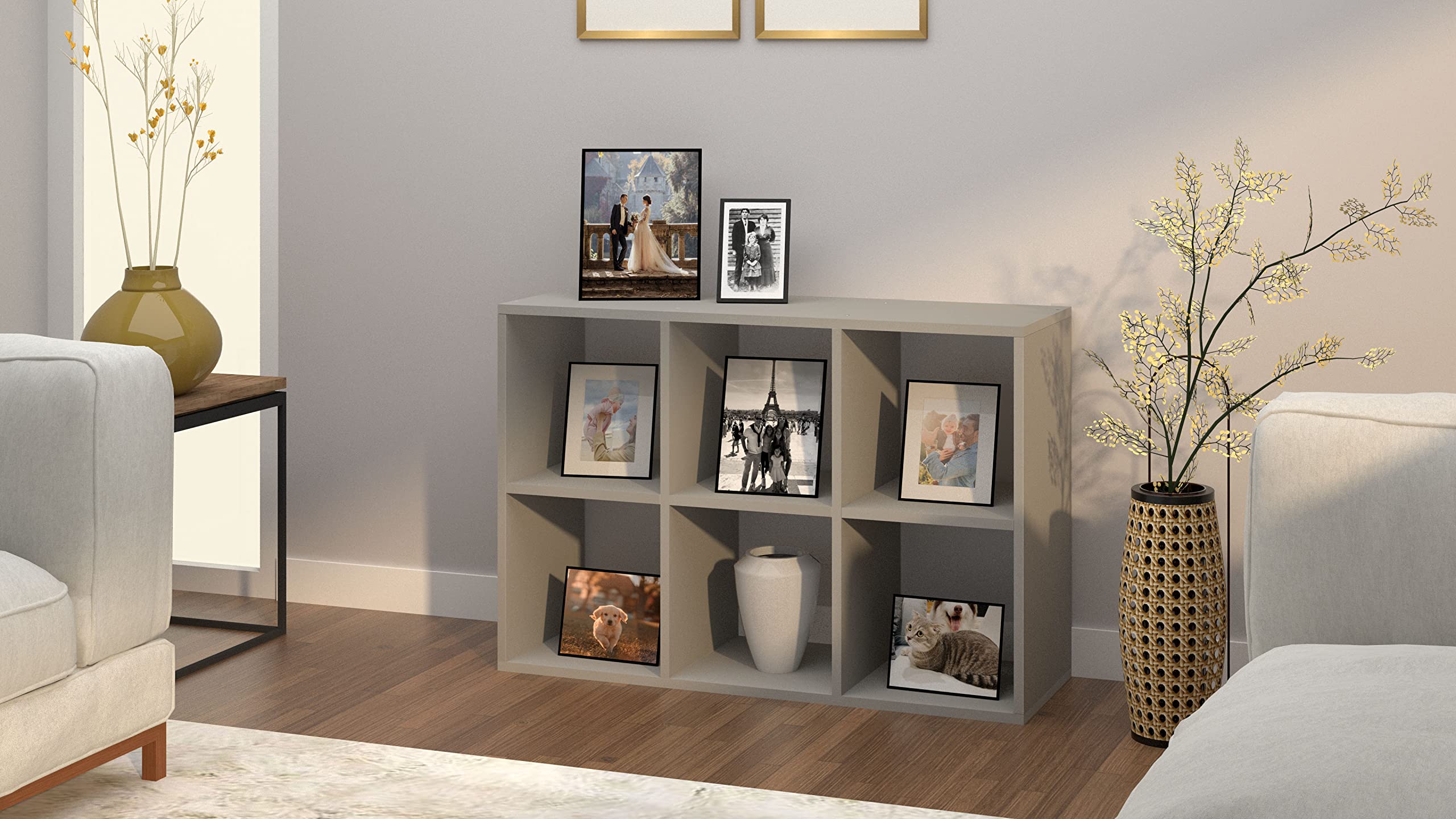 Letmobel 6-Cube Storage Organizer Shelf - DIY Modular Bookcase for Bedroom, Living Room & Office - Grey Cube Shelving Unit for Books, Toys & Home Decor | Space-Saving Storage Solution for Small Spaces