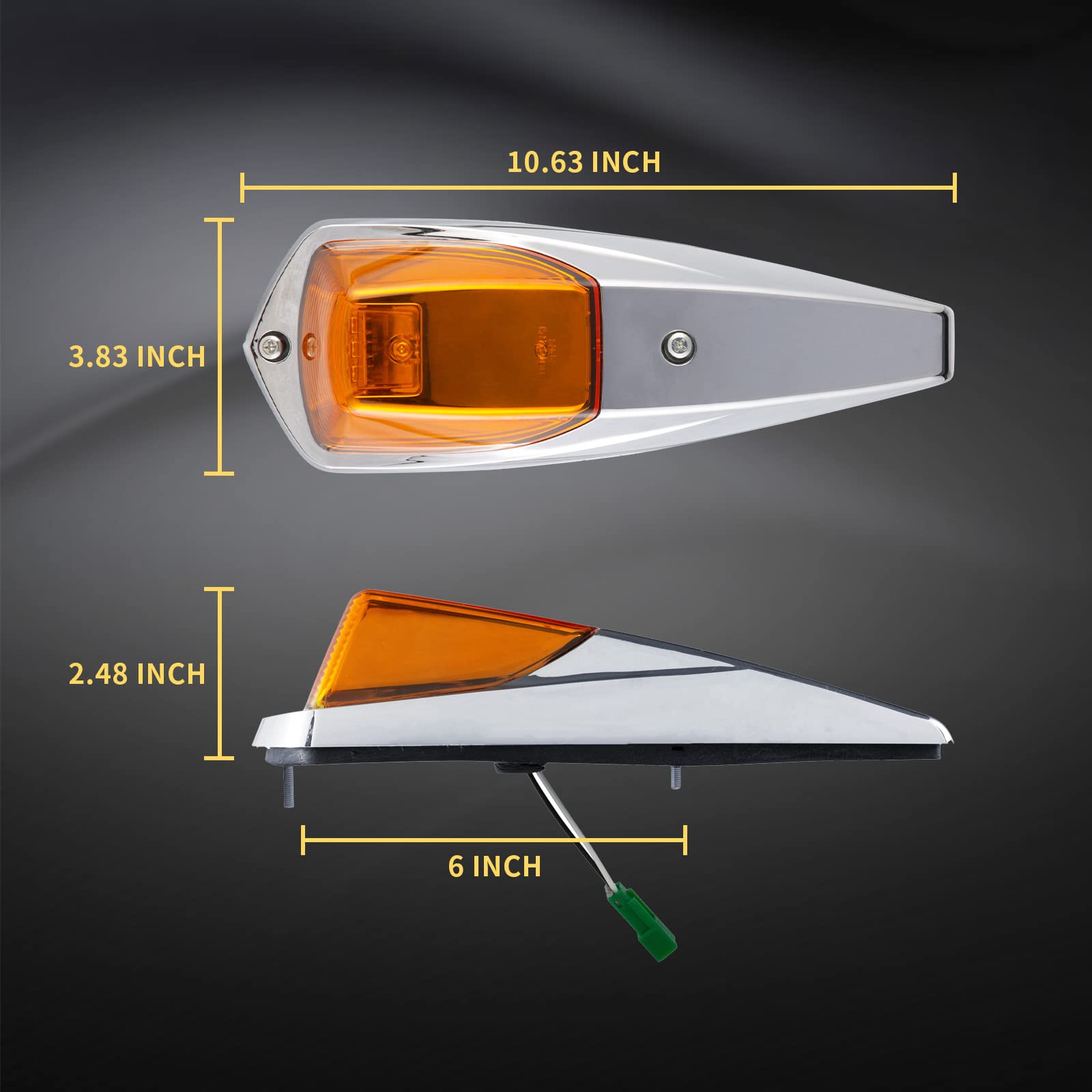 5PCS Amber LED Cab Roof Marker Lights - Waterproof 12V Truck Running Lamps for Kenworth T680 T880 - Durable Chrome Housing for Heavy-Duty Trucks & Commercial Vehicles (Ideal for Night Driving & Enhanced Visibility)