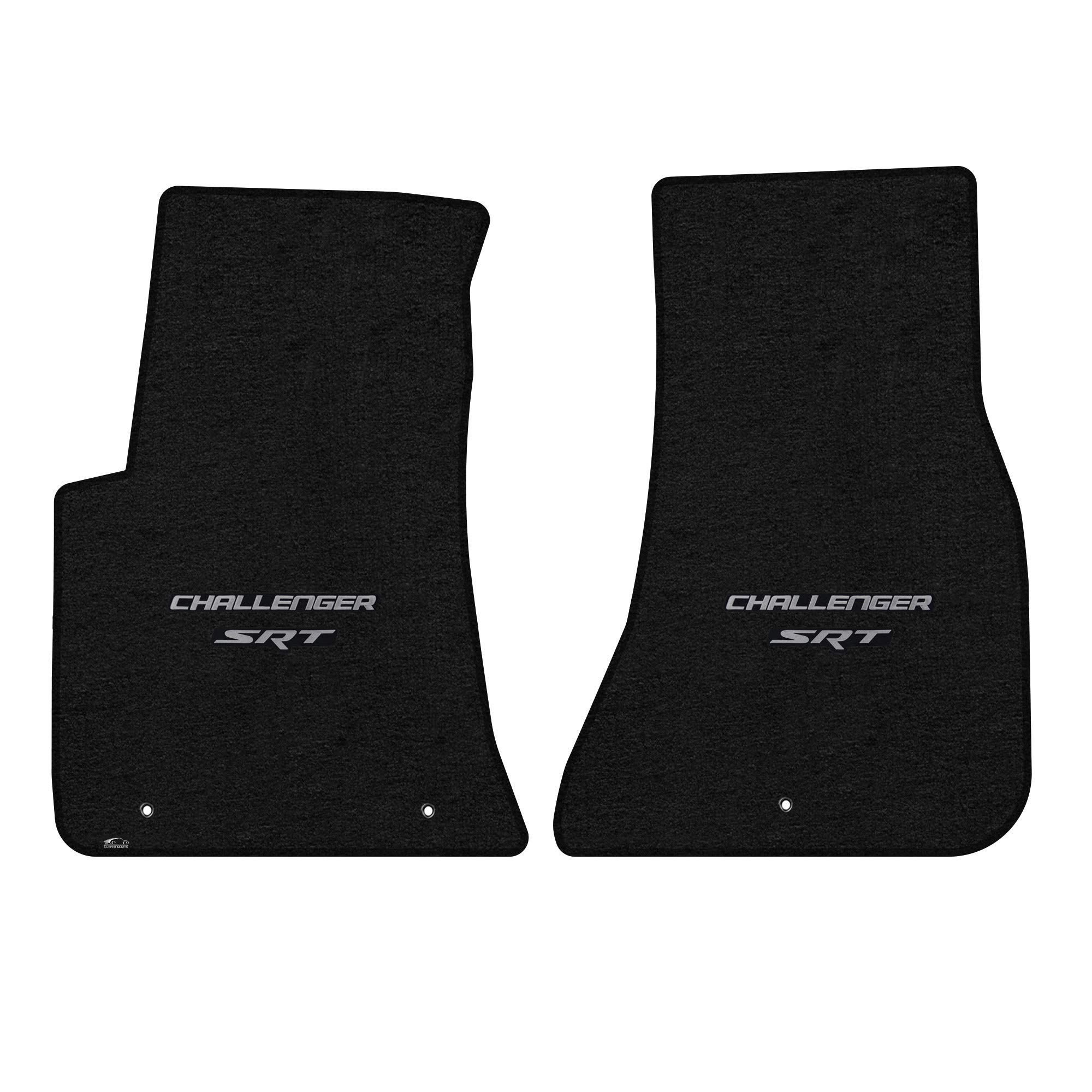 Premium Custom-Fit Carpeted Floor Mats for Dodge Challenger RWD 2011 & Newer - Charcoal with Silver 'Challenger' SRT Logo (2-Piece Set) | Luxury Car Floor Liners for Enhanced Comfort & Protection | Perfect for Daily Commutes, Road Trips & Car Shows